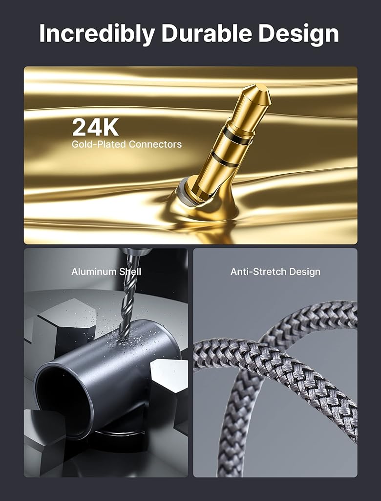 JSAUX® Rca Cable, Rca To 3.5 Mm Male Cable?6.6Ft/2M? Nylon Braided 3.5 Mm Aux To Rca Cable Male To Male 1/8 To Rca Audio Y Cord For Smartphones, Mp3, Tablets, Speakers, Hdtv, Grey JSAUX® Rca Cable, Rca To 3.5 Mm Male Cable?6.6Ft/2M? Nylon Braided 3.5 Mm Aux To Rca Cable Male To Male 1/8 To Rca Audio Y Cord For Smartphones, Mp3, Tablets, Speakers, Hdtv, Grey